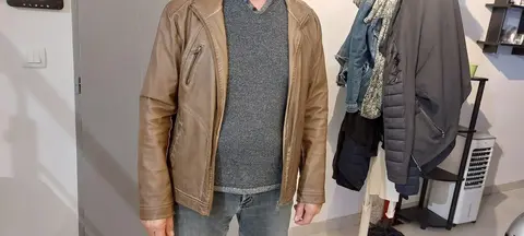 Blouson simili-cuir marron taille L