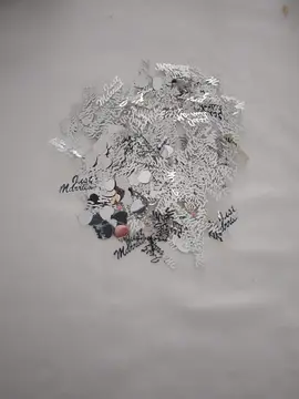 Décoration mariage argenté coeur et just married