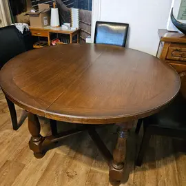 table ronde ancienne avec rallonge