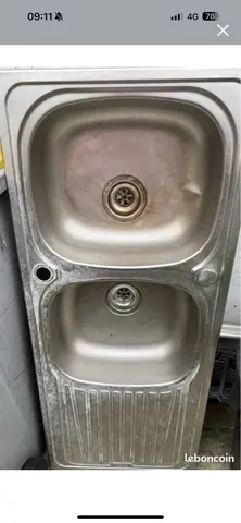 évier inox double bac