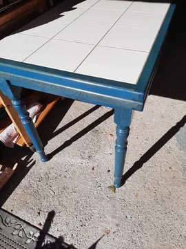 table cuisine bois et ceramique + 2 rallonges - pieds démontables pour le transport