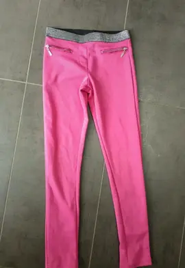 Legging rose à bande argentée