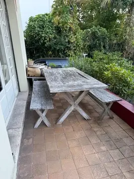 TABEL JARDIN + 2 BANCS EN BOIS DE MANGUIER