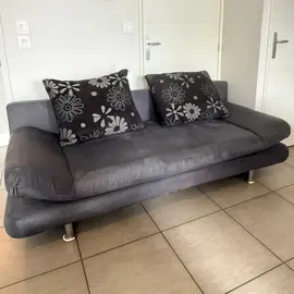 Canapé gris convertible avec coffre de rangement