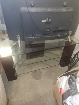 Meuble tv en verre 2 niveau