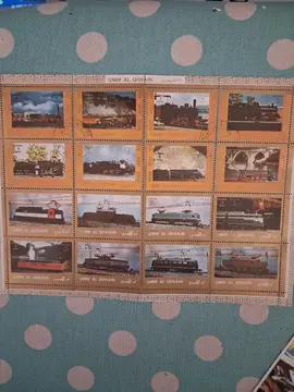planche timbres TRAINS QIWAIN