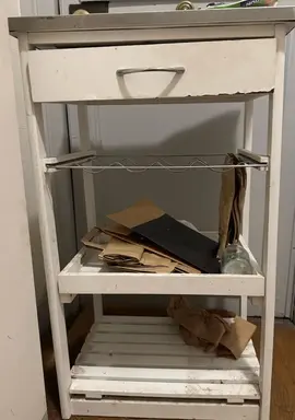 Desserte bois blanc et métal 37*47*77 cm