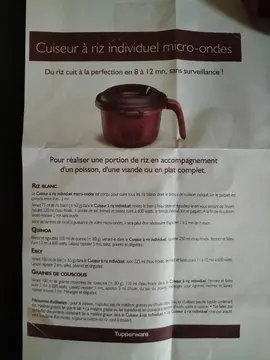 Cuiseur à riz pour micro-ondes Tupperware