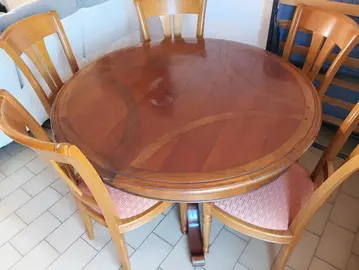 table en merisier avec ses deux rallonges