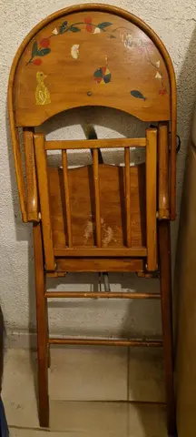 Chaise haute bébé en bois pliante