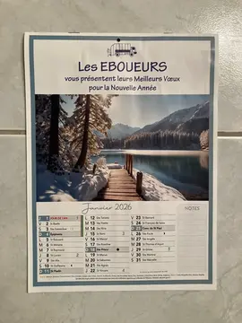 Calendrier des éboueurs 2026 format A4