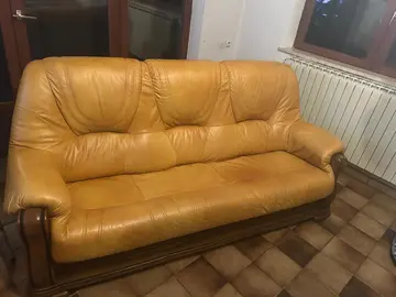 canapé cuir et bois