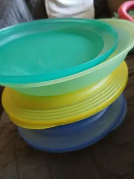 3 assiettes avec couvercle en plastique pour pique-nique
