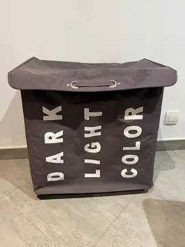 bac à linge sale triple gris