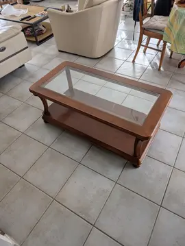 table basse avec vitre