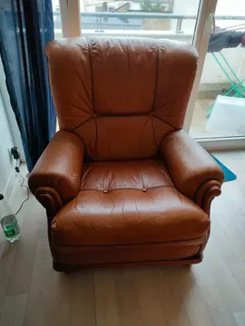 Fauteuil en cuir marron