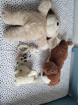 Grandes peluches chien lapin vache mouton