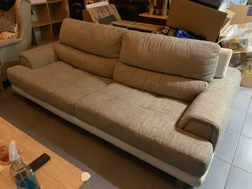 canapé en cuir et tweed dossier reculant