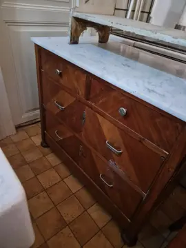 Commode plaque marbre blanc