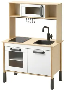 petite cuisine en jouet équipée (ustensils + fruits et légumes)