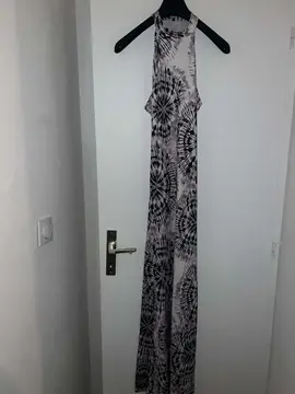 robe longue à motif tie-dye gris et noir taille s