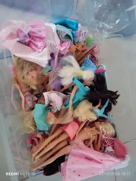 lot de poupées type barbie, vêtements et accessoires