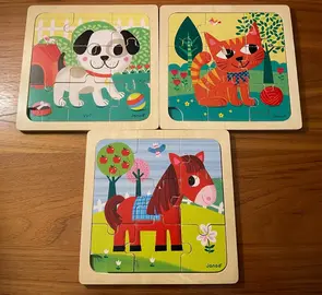 3 puzzles en bois