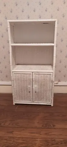 meuble en osier blanc + miroir