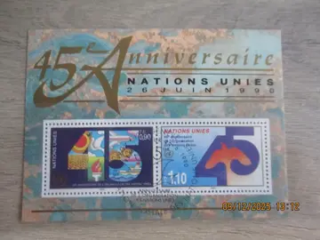Bloc-feuillet oblitéré Nation-Unies Genève 1990 - 45ème anniversaire