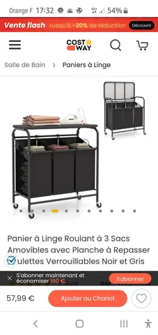 panier à linge sur roulettes