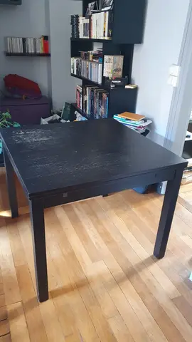 Table en bois extensible 90×90 Bjursta noir