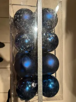 16 boules de décoration de Noël, bleues et neuves dans leur emballage d'origine