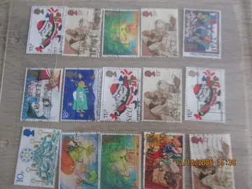 15 timbres Noël Grande-Bretagne oblitérés