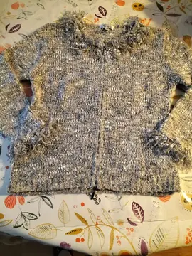 gilet argenté laine naturelle et fibre satin