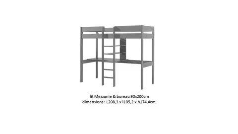 Lit mezzanine combiné bureau