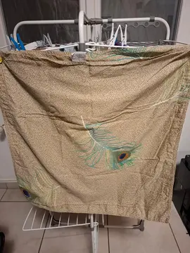 taie oreiller carrée motif plume paon