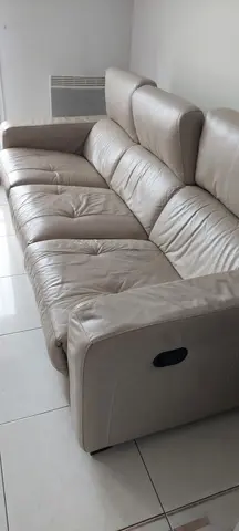 Canapé 3 places cuir avec 2 reposes pieds