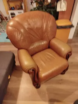 Fauteuil cuir marron