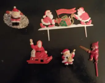 Père Noël, lutins, personnages pour pâtisserie.