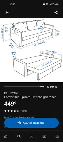 donne canapé convertible 3 places