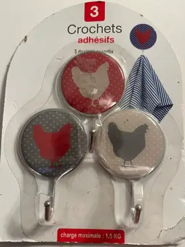 3 crochets adhésifs