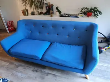 Canapé scandinave 3 places bleu 185 cm 1.85 m