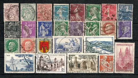 lot 5 de timbres français anciens tous différents