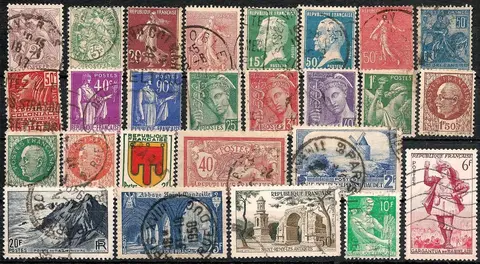 lot 6 de timbres français anciens tous différents