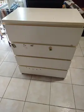 Commode 4 tiroirs, blanc, 80x100 cm