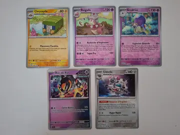 Lot de 5 cartes holo reverse Pokemon Couronne stellaire écarlate et violet