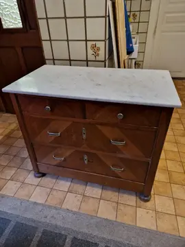 Commode plaque marbre blanc