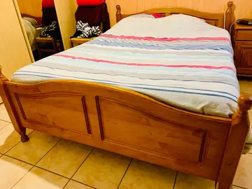 bois de lit pin ciré 140x190