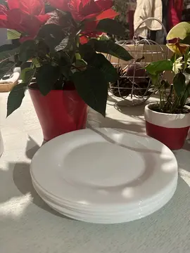 9 assiettes blanche en verre