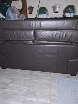 2 canapé cuir veritable marron foncé